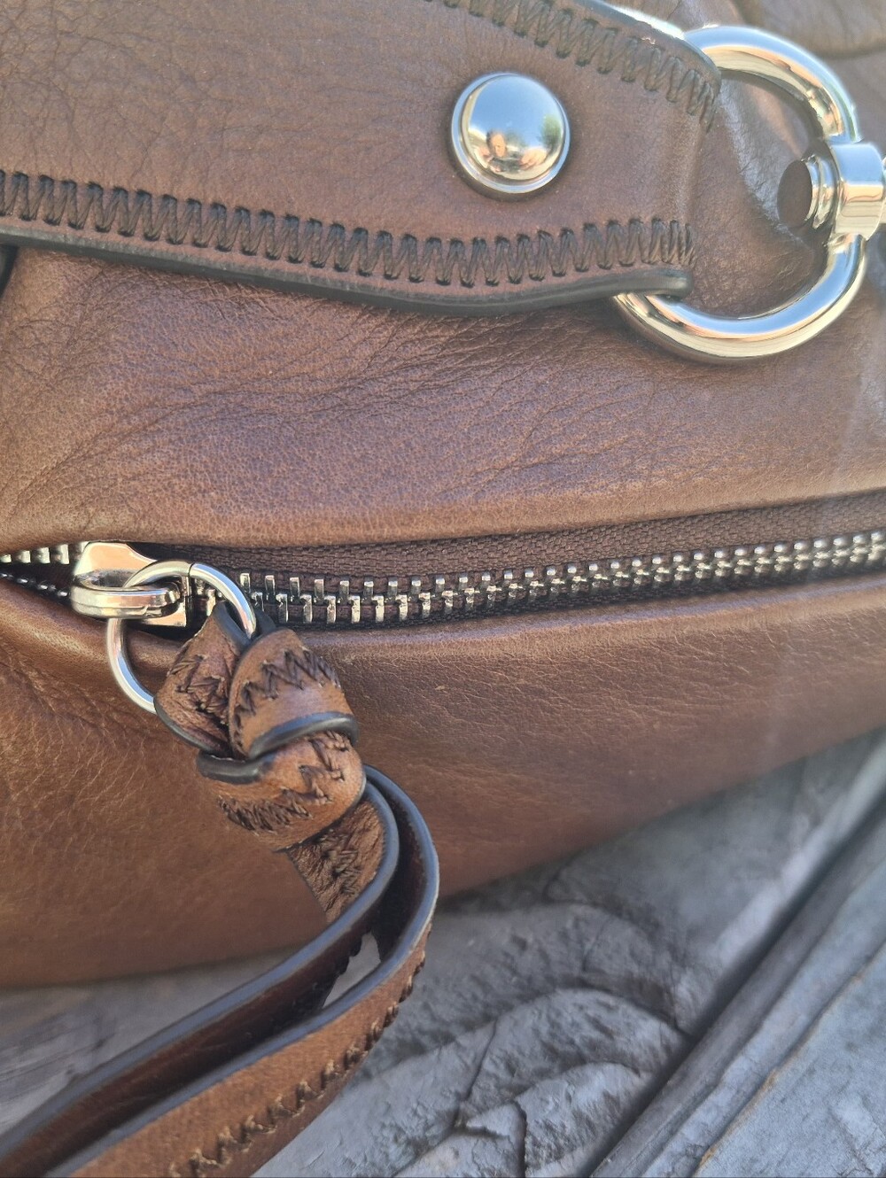 B. Makowsky Vintage Leather Belted Hobo Bag - Picture 8 of 15